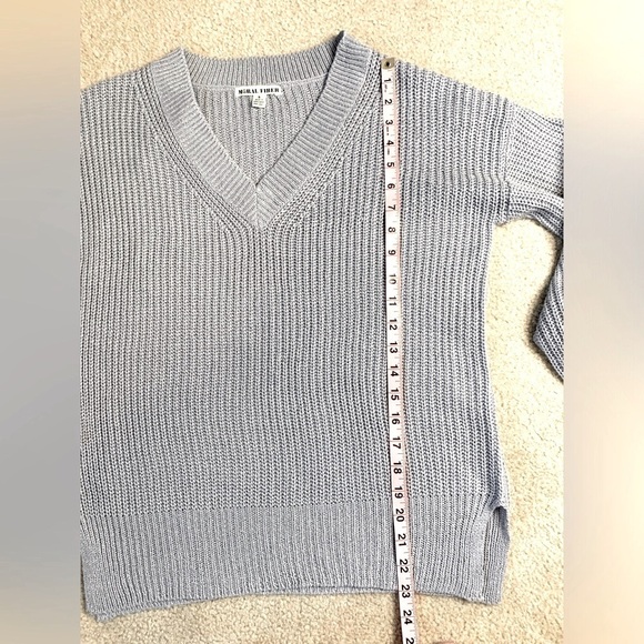 🎄🎄Moral Fiber Sweater Women VNeck Periwinkle Blue Metallic Ribbed Knit Small - Picture 4 of 7